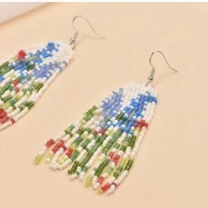 ❤️❤️FREE Tassel Beaded Fringe Hipster Chic Glam Vaca Classy Floral Earrings